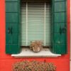 colorful windows and flowers in murano italy