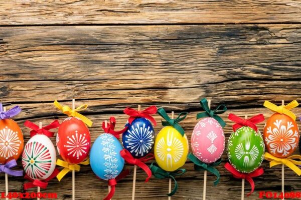 easter eggs on wooden background