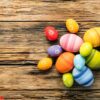 easter eggs on wooden background