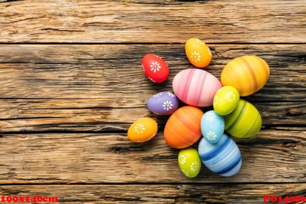 easter eggs on wooden background