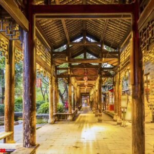 nightscape of chengdu ancient town, sichuan province, china