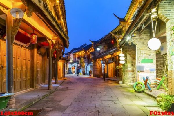 nightscape of chengdu ancient town, sichuan province, china