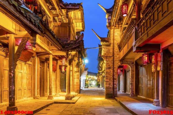 nightscape of chengdu ancient town, sichuan province, china