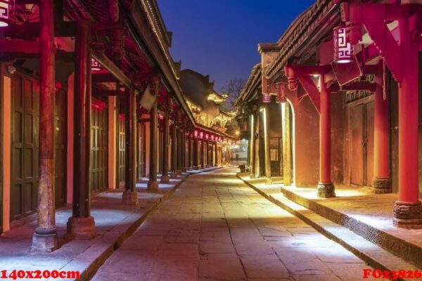 nightscape of chengdu ancient town, sichuan province, china