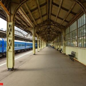 railway station, is the train at the platform