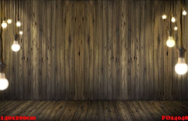 light bulbs on wood background.