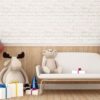 reindeer doll with bear doll on sofa and balloon in kid room 3