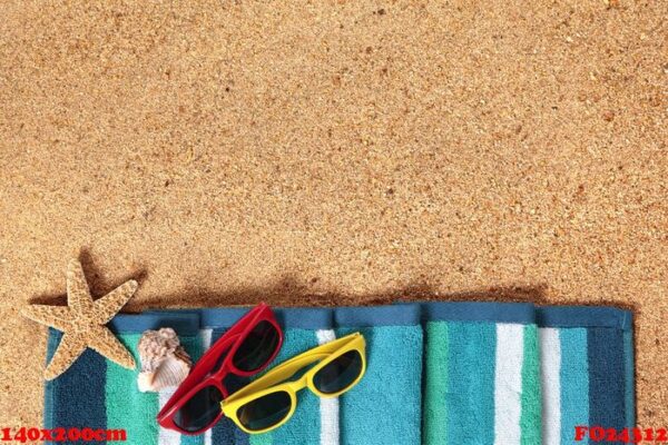 summer vacation beach background border, sunglasses, sand copy s