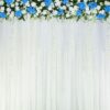 floral backdrop with white cloth