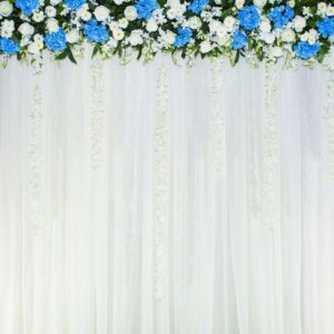 floral backdrop with white cloth