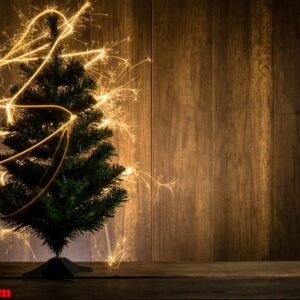 abstract symbolic christmas tree created using sparklers with wo