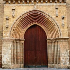 santa marina church door in seville spain