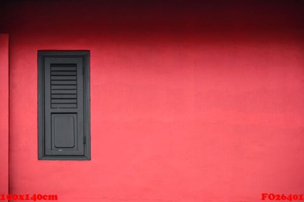 wooden window on red wall