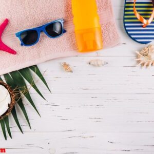 summer holiday vacation concept. accessories for travel and exot