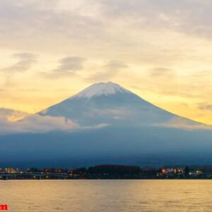 mount fuji sunset, japan