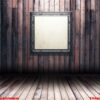 3d grunge wood interior with blank picture frame