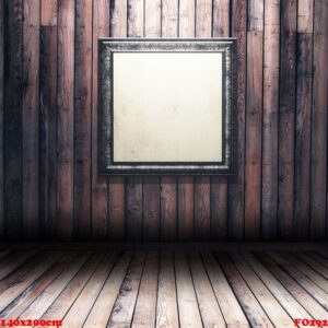 3d grunge wood interior with blank picture frame