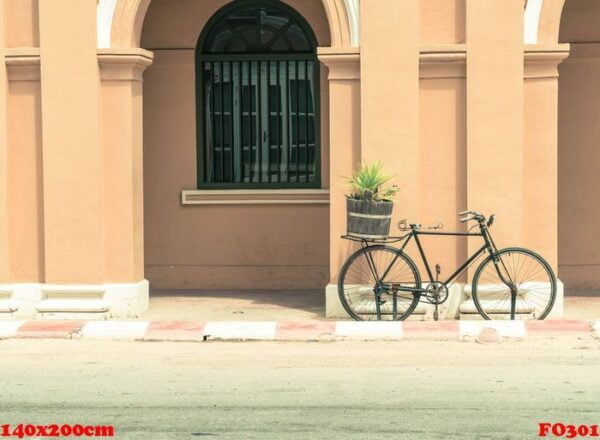 vintage bicycle on wall background