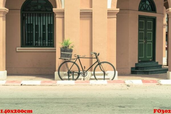 vintage bicycle on wall background