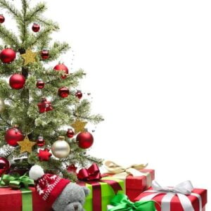 decorated christmas tree and gifts