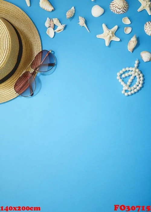summer holiday accessories branch blue background