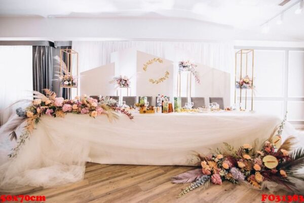 decorated wedding tables and hall interior