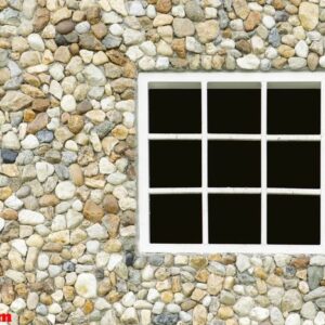 rock wall with white window background