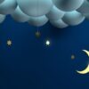 decorative night clouds stars month.