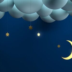 decorative night clouds stars month.