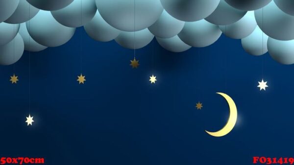 decorative night clouds stars month.