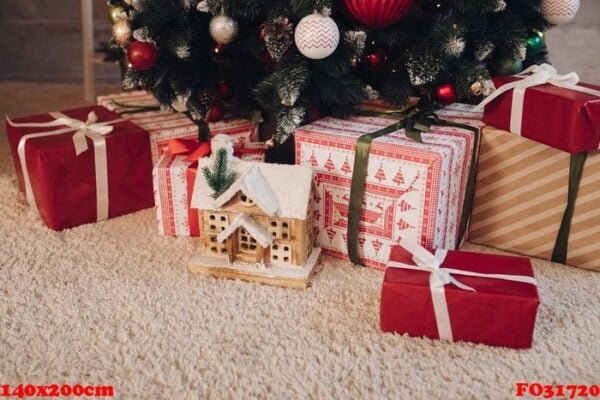 beautiful wrapped christmas presents under the tree.