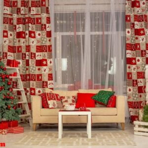 beautiful interior of living room decorated for christmas