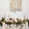 christmas decoration with fireplace and the clock