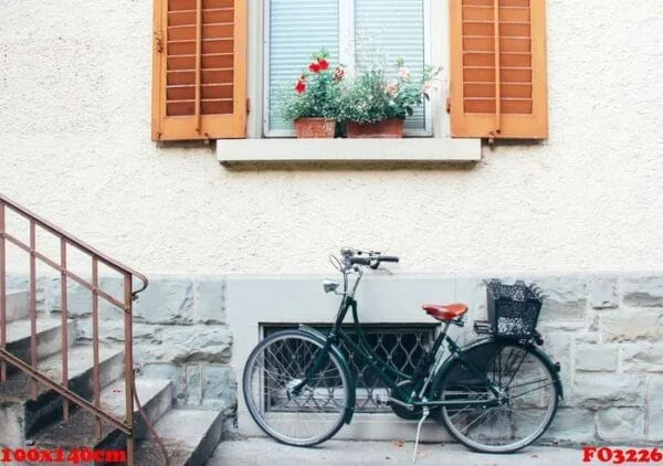 old bicycle parking front of door house