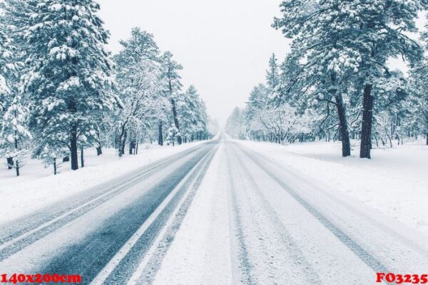 winter road covered by ice