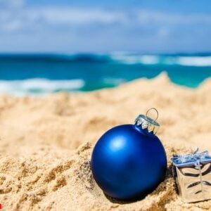 christmas and happy new year background on the tropical beach