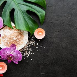 natural spa ingredients with orchid flowers