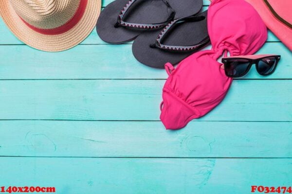 set of beach clothes. pink bikini