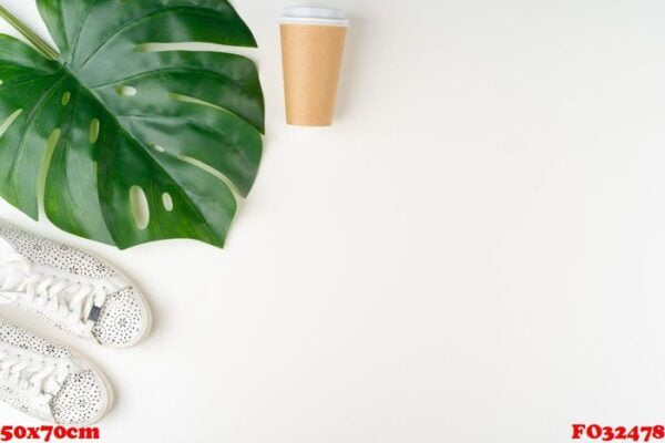 flat lay of woman summer outfit on white background