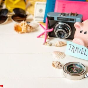 background journey. sea tour, items. selective focus.