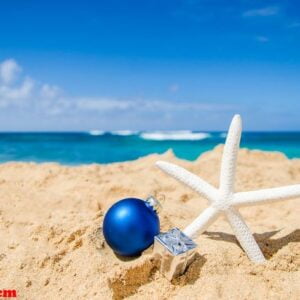 christmas and happy new year background on the tropical beach