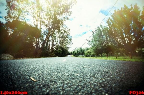 low angle view of straight road. vintage style effect.