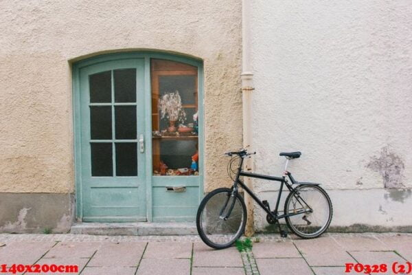 old bicycle parking front of door house