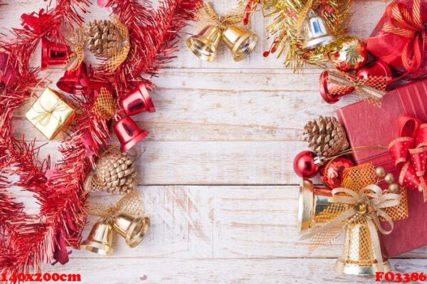 christmas decorations on vintage white wood background