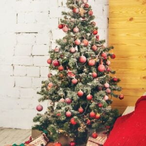 christmas tree with decorations and gifts. selective focus.