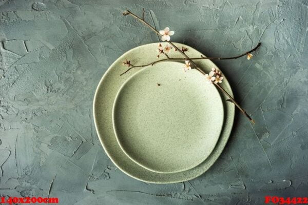 spring table setting with blooming tree branch