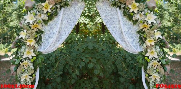 beautiful decorated wedding arch for the ceremony outdoor