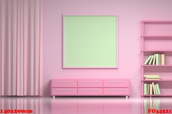 pink girly room with picture frame mockup