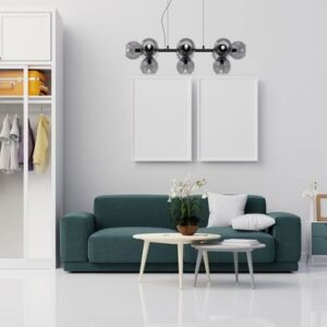 interior poster mock up living room with colorful white sofa . 3d rendering.