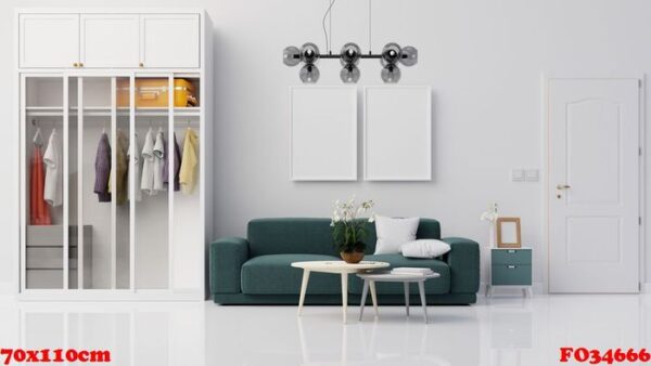 interior poster mock up living room with colorful white sofa . 3d rendering.